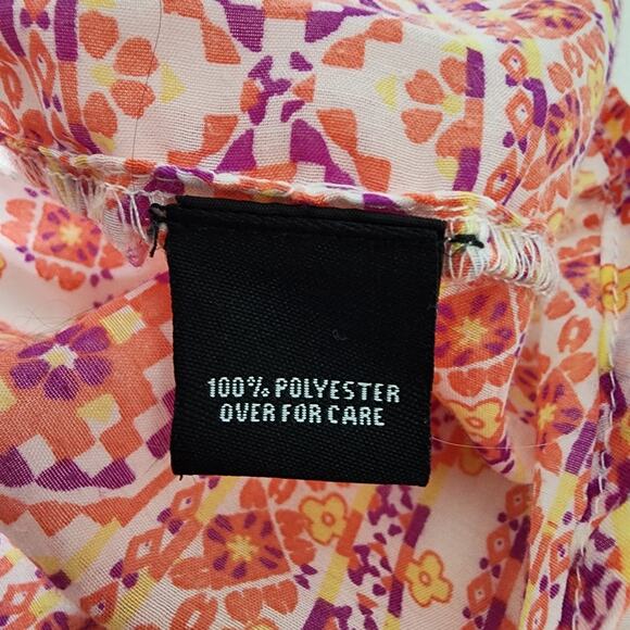 Relativity Womens Tank Top XL Sheer White Tunic Floral Geometric V Neck Light - Picture 8 of 9